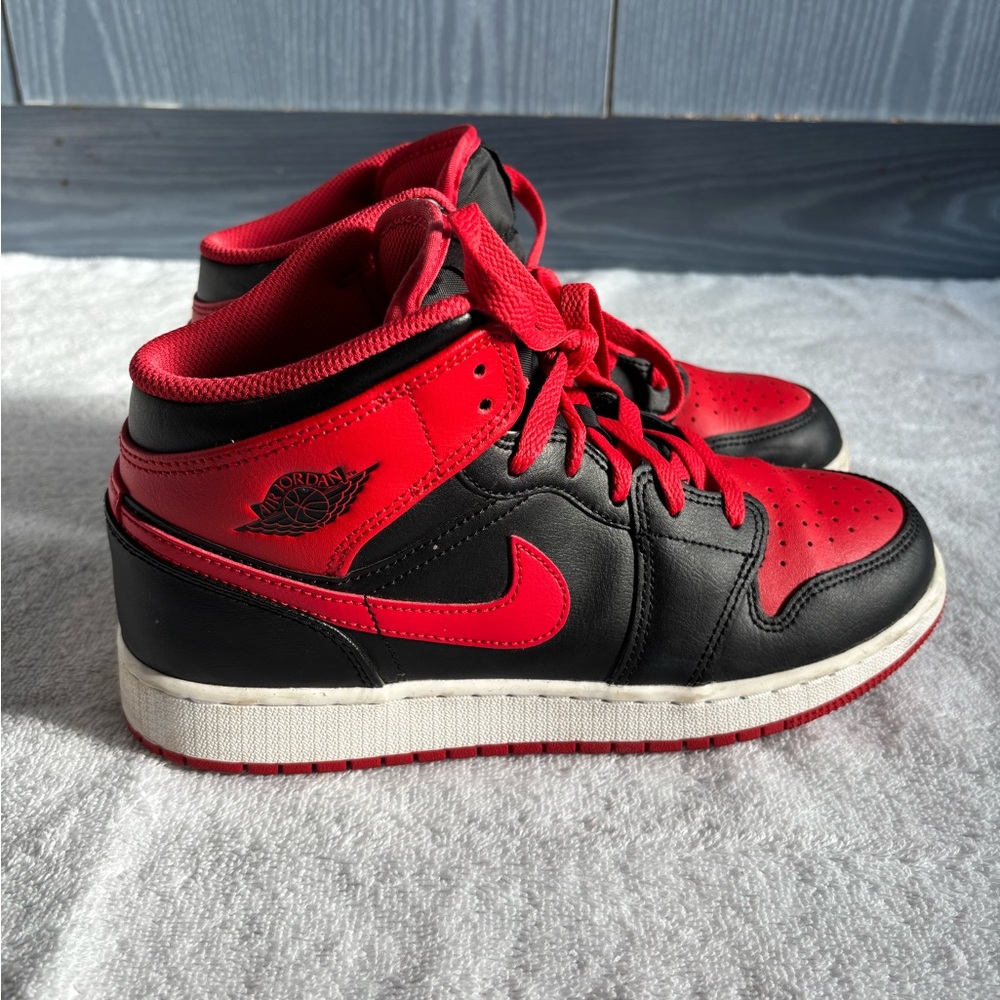 Nike Air Jordan Red and Black Mid Sneakers